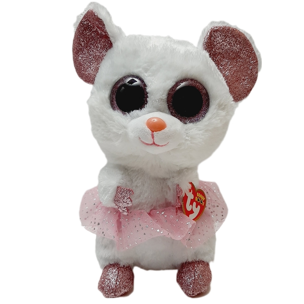 🍒 New - 9" TY Beanie Baby Boos Nina The Ballerina Mouse Plush Soft Kids Toy